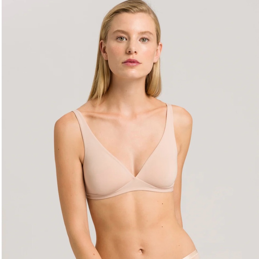NWT! HANRO Cotton Sensation Soft Cup Bra Beige 34E